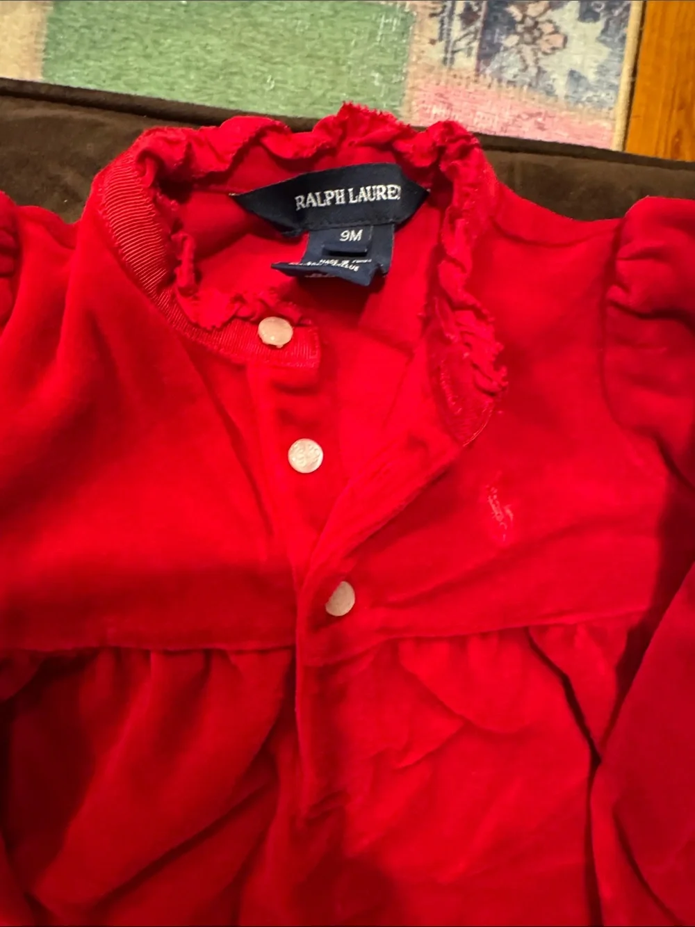 Ralph Lauren Red Velour Dress with Matching Bloomer